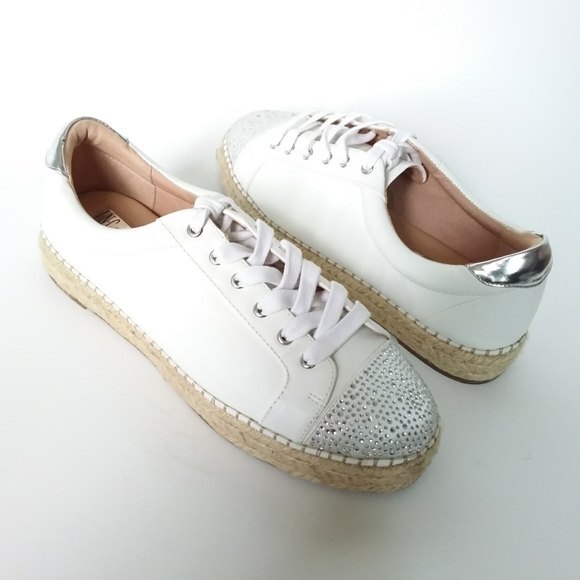 INC International Concepts  White Eliza Sneakers Espadrille Platform 10 - Picture 3 of 12